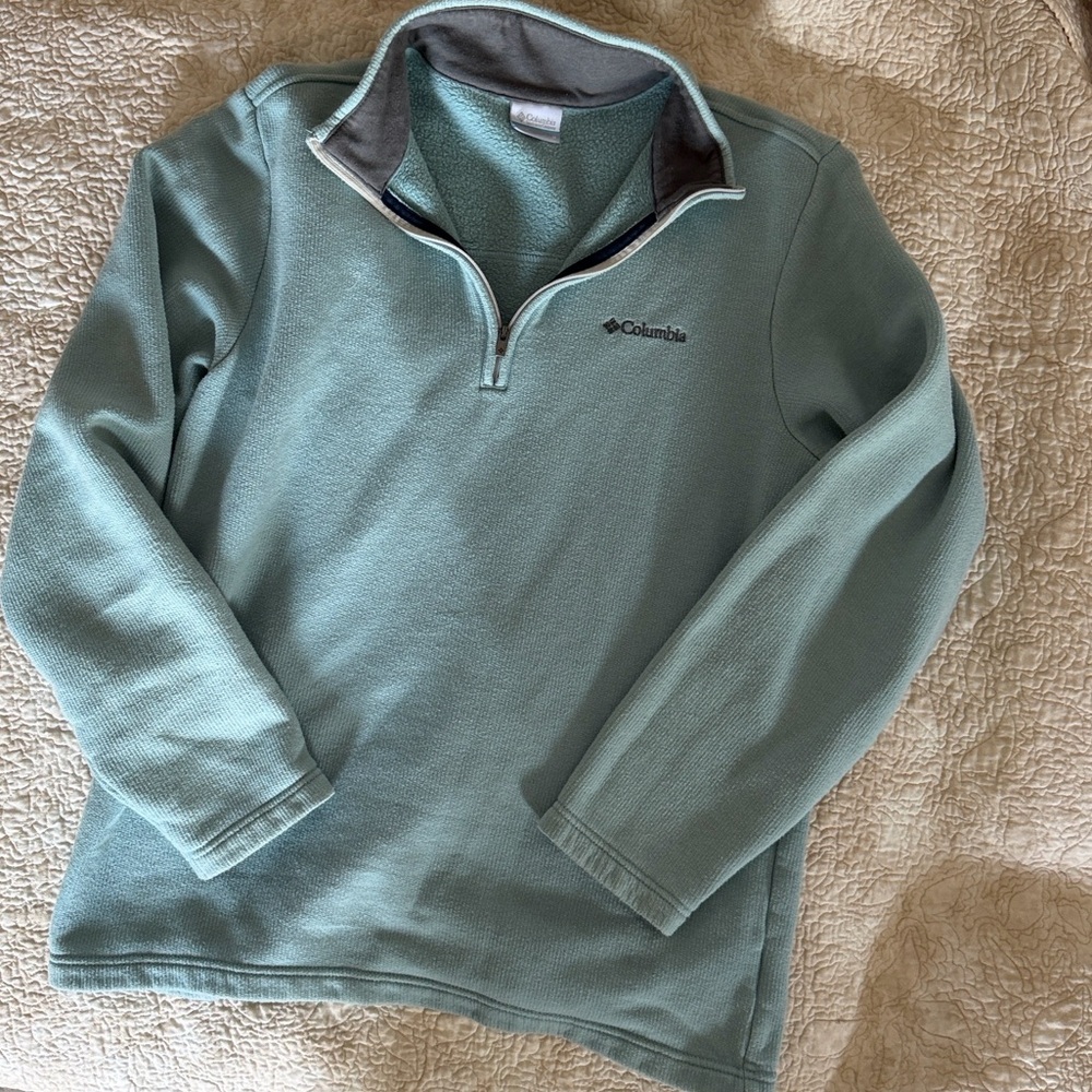 Columbia Light Seafoam Green Half-Zip Fleece Pullover